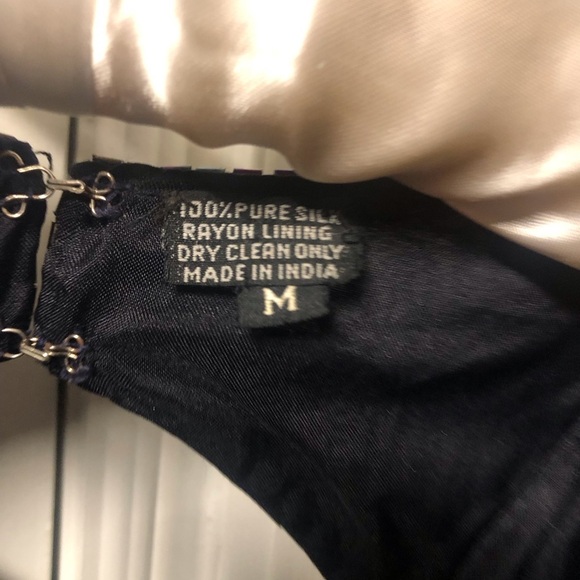 Vintage Navy Blue Beaded and Sequined Cocktail Dress Size Large - Picture 4 of 10